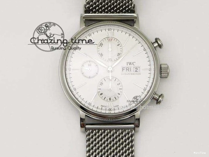 MIROTIME 1228 Portuguese Chrono IW3716 Z+F 1:1 Best Edition White Dial on Gray Rubber Strap A WrinkleFree 7014